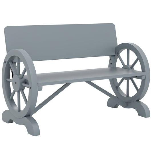 Wooden Garden Bench Outdoor Loveseat with High Back, Grey