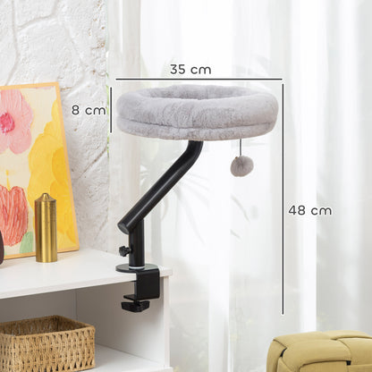 Cat Bed for Desk, 360° Rotatable Adjustable Elevated Cat Desk Bed, Comfortable Soft Plush Kitten Hammock Nest Cushion Machine-Washable