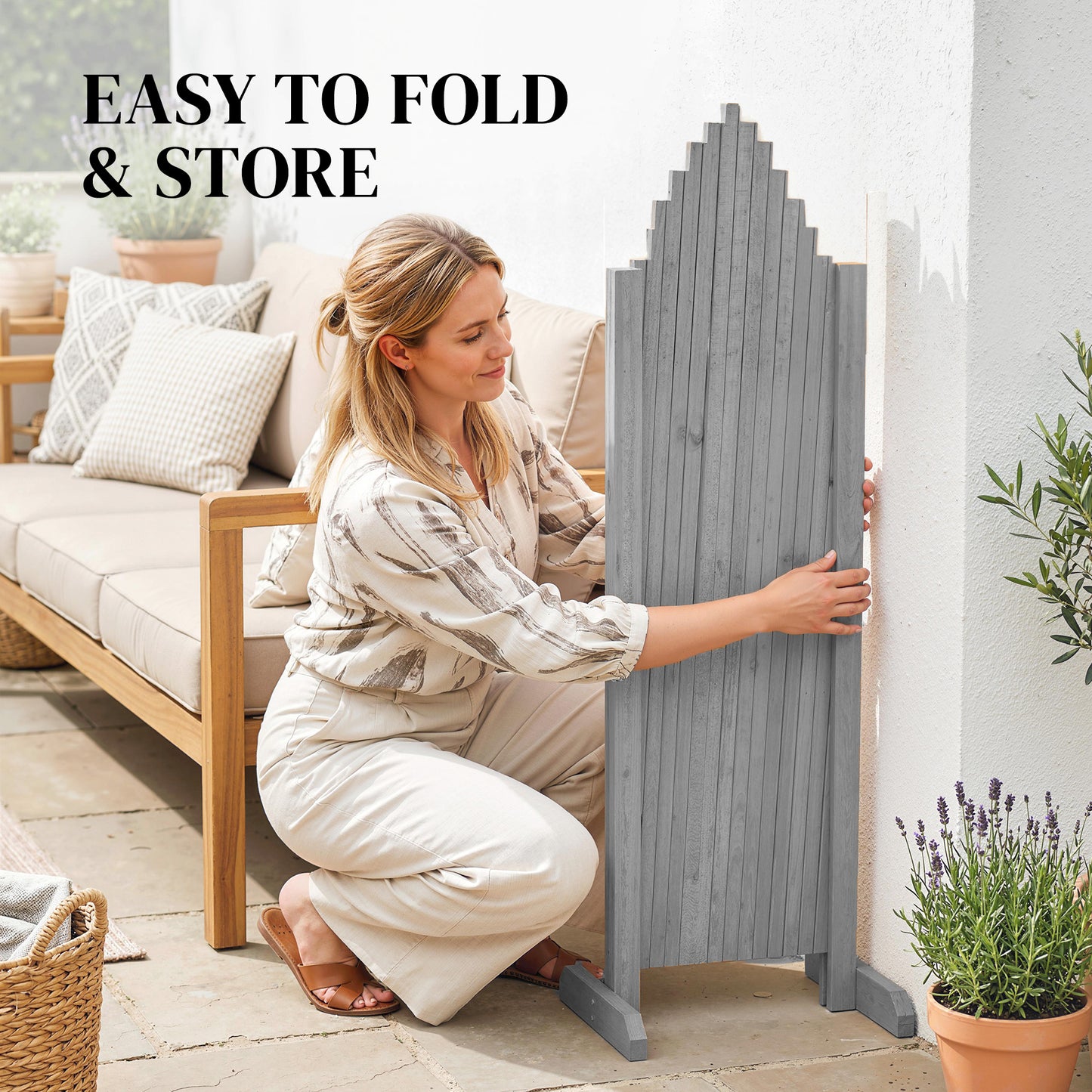 Wooden Expanding Fence Panels, 180 x 30 x 103cm, Dark Grey