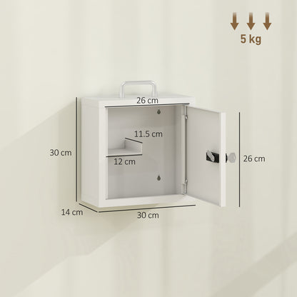 Medicine Cabinet, Medical Cabinet w/ Combination and Key Lock, White