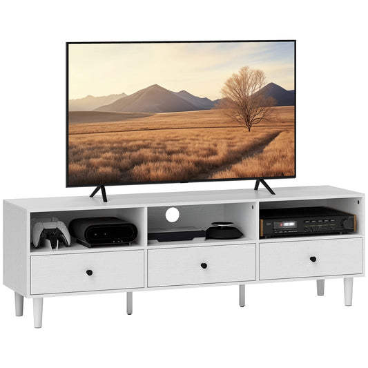 TV Unit, TV Cabinet for up to 75", with Drawers, Shelves, White