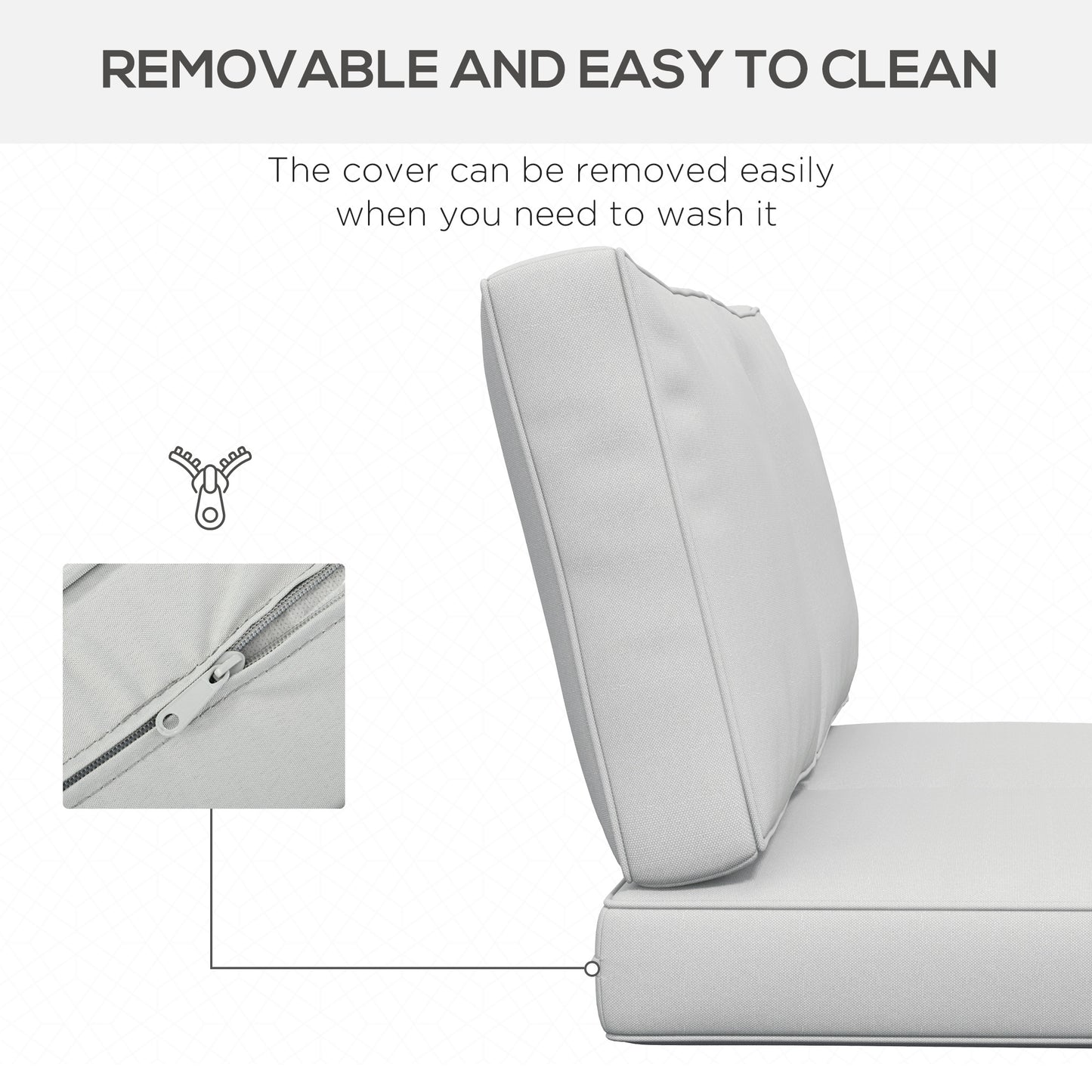 3-Piece Back and Seat Cushion Pillows Replacement, Patio Chair Cushions Set for Indoor Outdoor, Grey