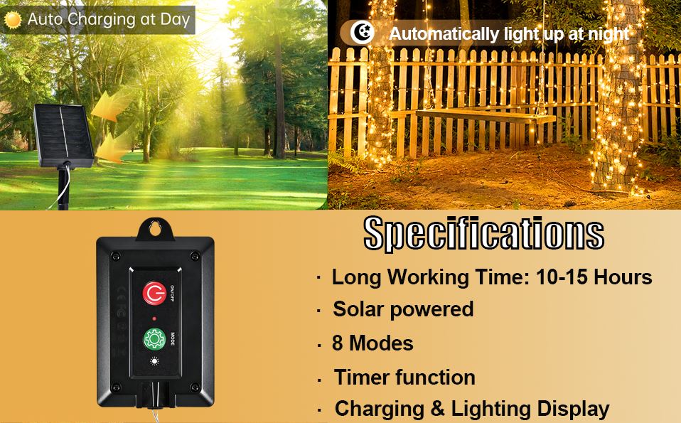100 LED Solar String Lights For The Outdoor Garden - Warm White