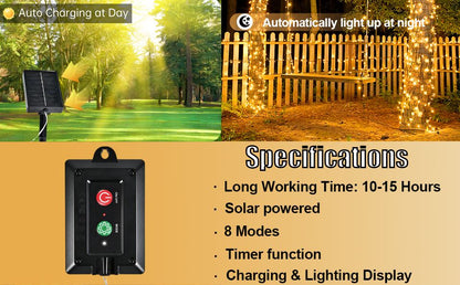 100 LED Solar String Lights For The Outdoor Garden - Warm White