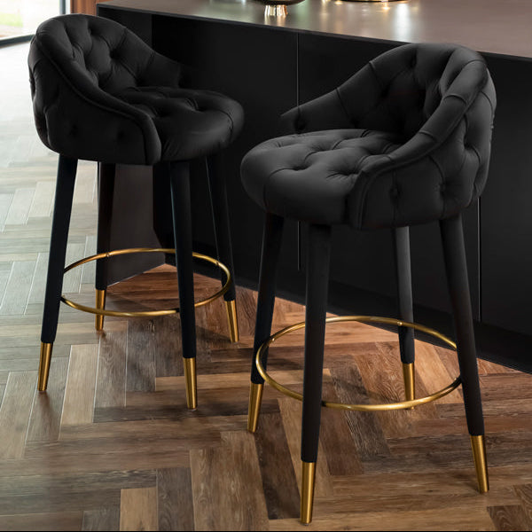 Sophia Counter Stool – Black - Brass Caps