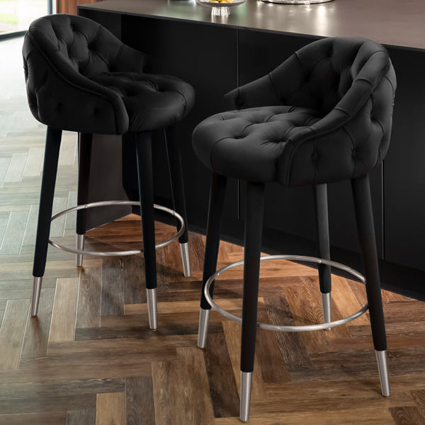 Sophia Counter Stool - Black - Silver Caps