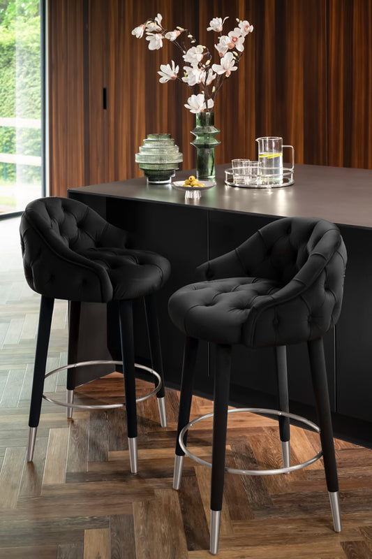 Sophia Counter Stool - Black - Silver Caps