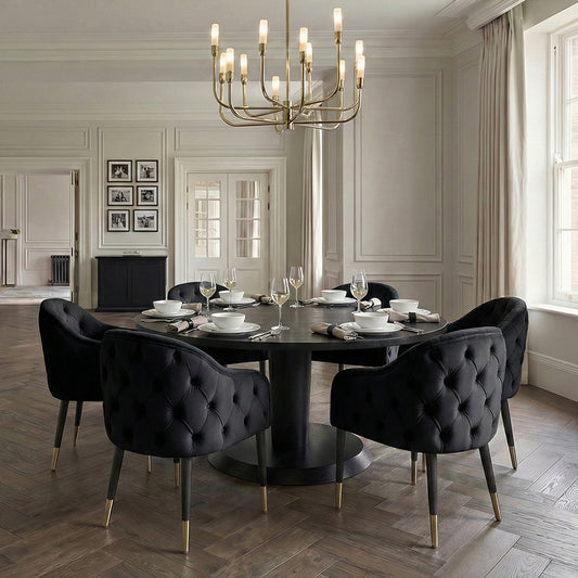 Sophia Dining Chair - Black - Brass Caps