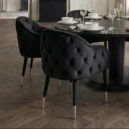 Sophia Dining Chair - Black - Silver Caps
