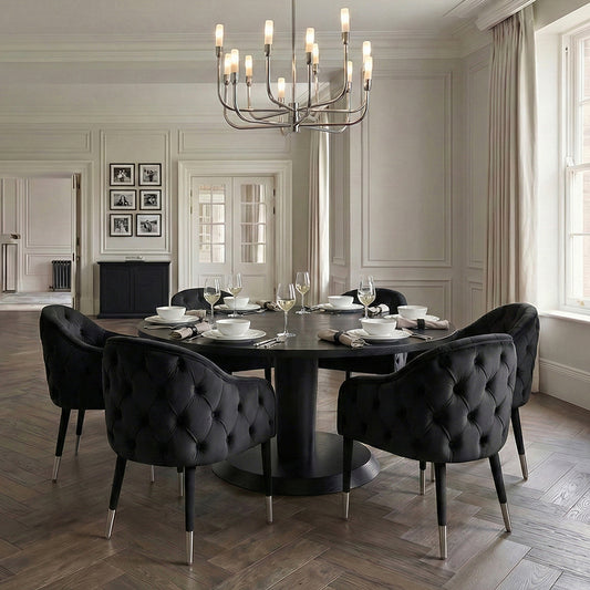 Sophia Dining Chair - Black - Silver Caps