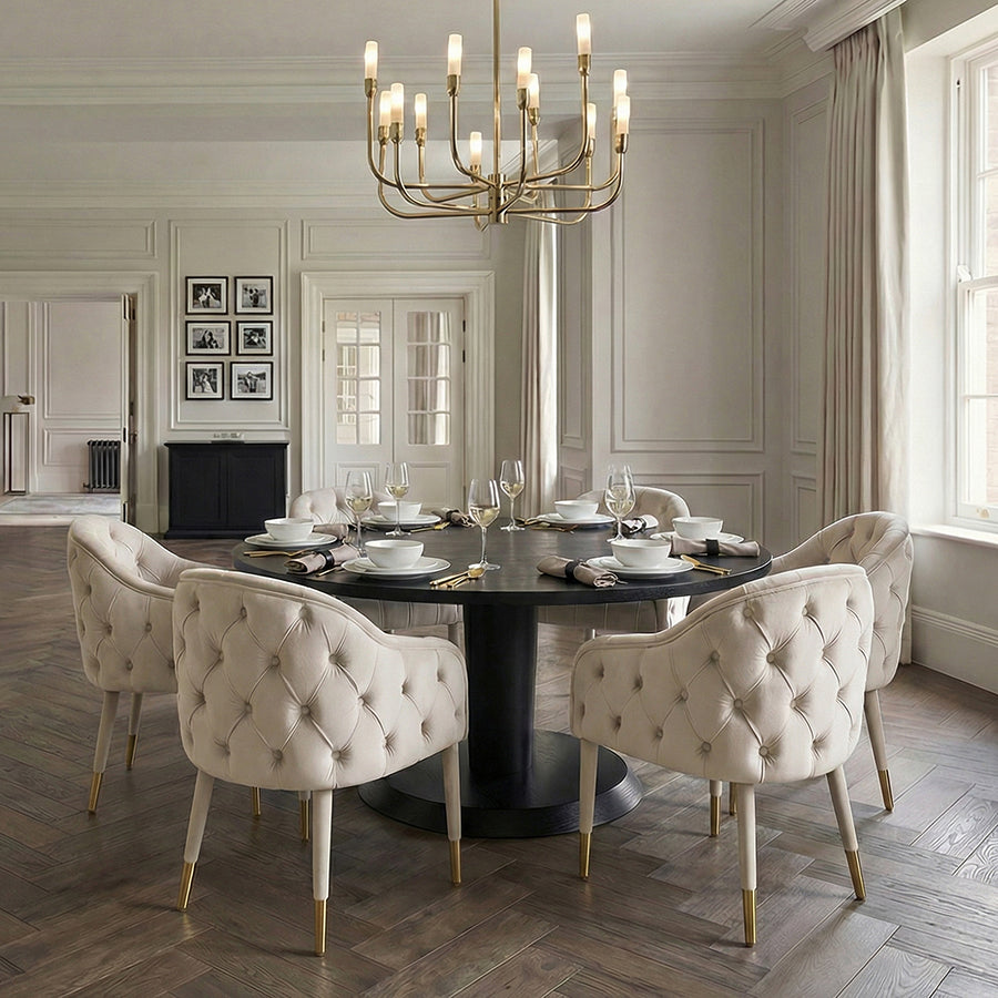 Sophia Dining Chair - Chalk - Brass caps