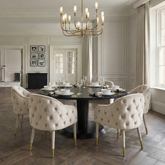 Sophia Dining Chair - Chalk - Brass caps