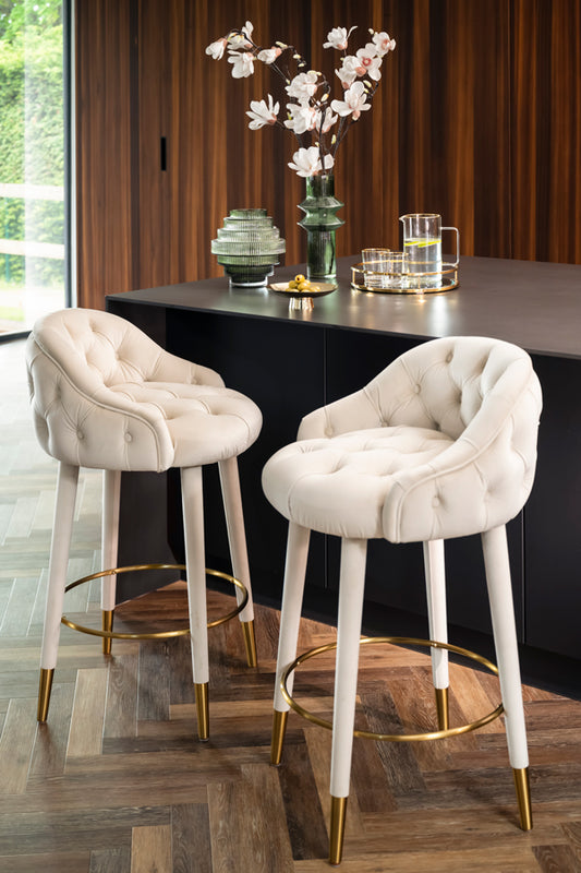 Sophia Counter stool - Chalk - Brass caps