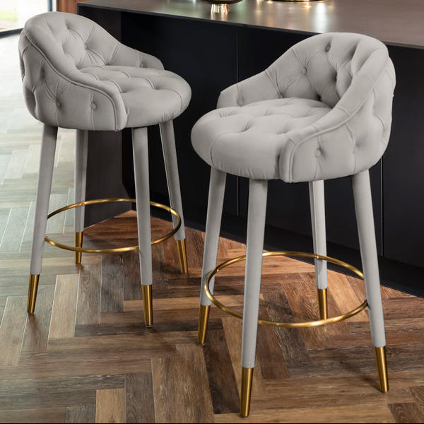 Sophia Counter Stool - Grey - Brass Caps