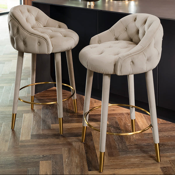 Sophia Counter stool - Taupe - Brass caps
