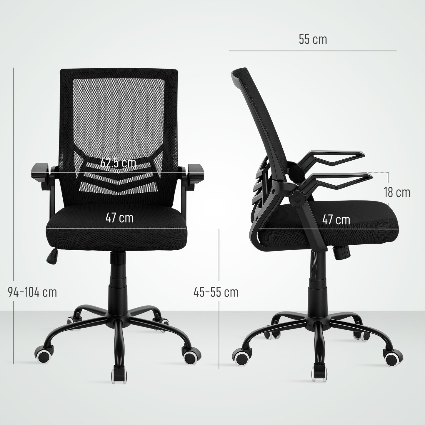 Vinsetto Mesh Swivel Office Chair Task Computer Chair w/ Lumbar Support, Black