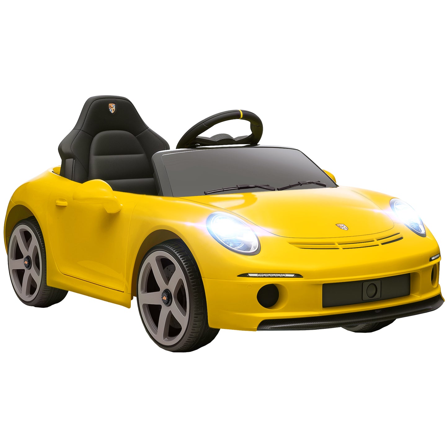 RUF GT Licensed Electric Car for Kids, 12V Kids Ride on Car with Suspension System, Remote Control, Music, Horn, USB, Slow Start and Safety Belt for 3-5 Years Old Boys and Girls, Yellow