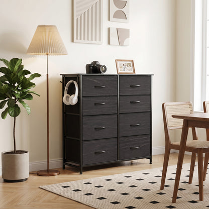 Fabric Chest of Drawers, 8 Drawer Dresser for Bedroom, Black