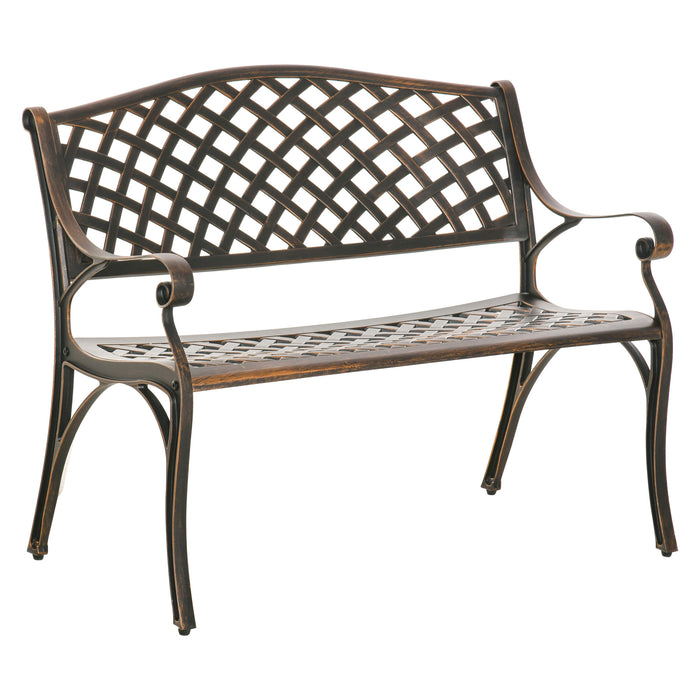 Cast Aluminium Outdoor Garden Bench 2 Seater Antique Patio Porch Park Loveseat Chair, Bronze