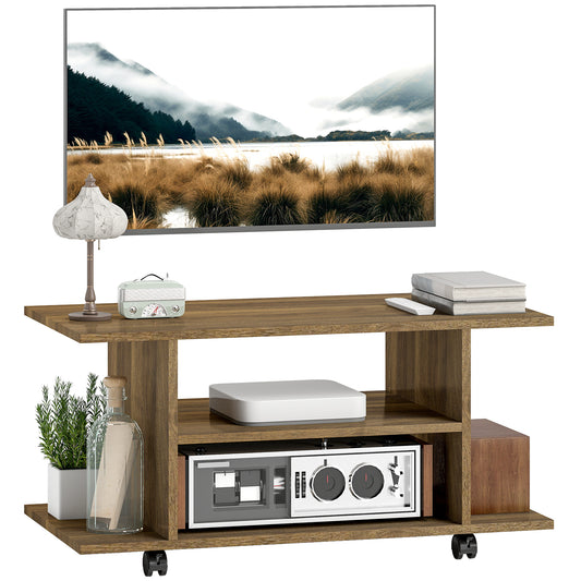 Modern TV Cabinet Stand Storage Shelves Table Mobile Walnut