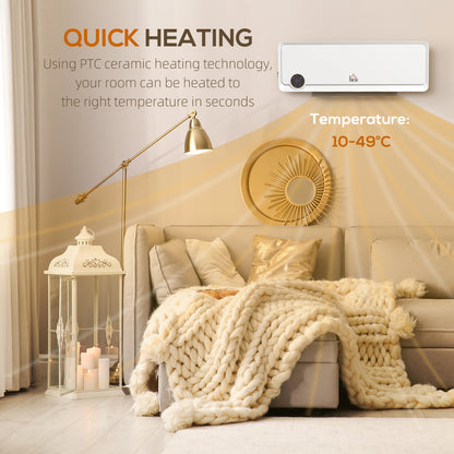 1000W/2000W Wall Downflow Heater 10-49°C Temperature, White