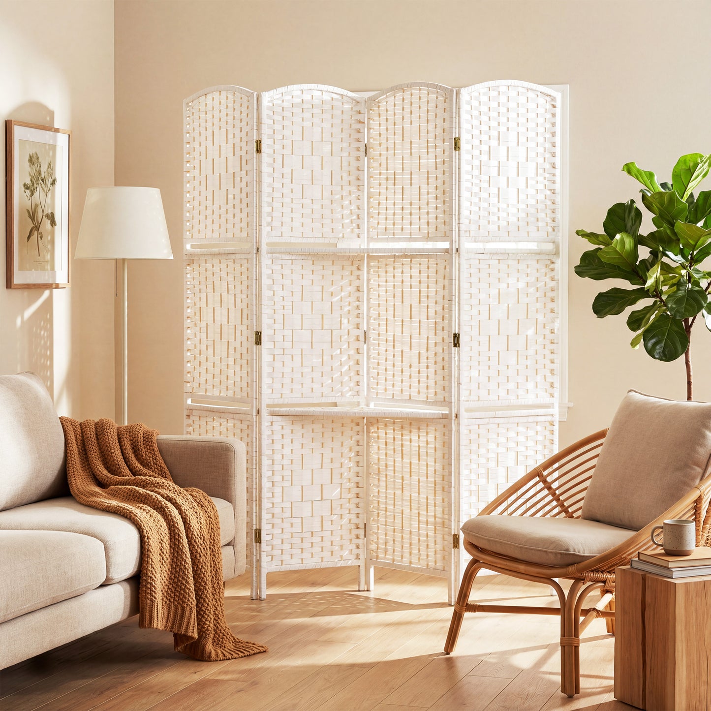 Freestanding Privacy Screen, 160 x 170cm, White