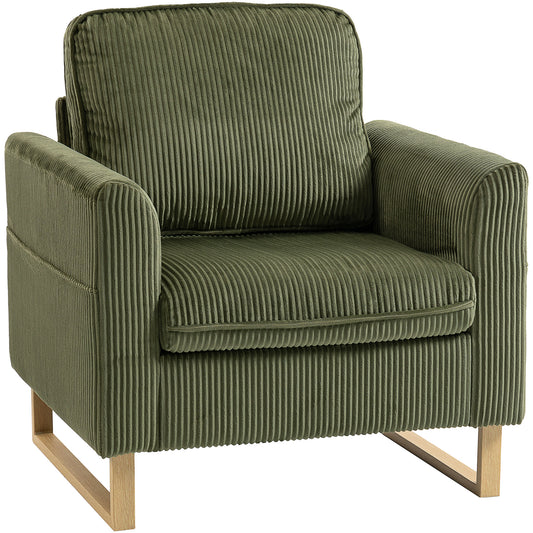 Armchair with Metal Legs and Spring Dark Green