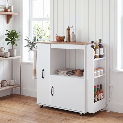 Kitchen Trolley on Wheels, Rolling Kitchen Cart with Power Outlet