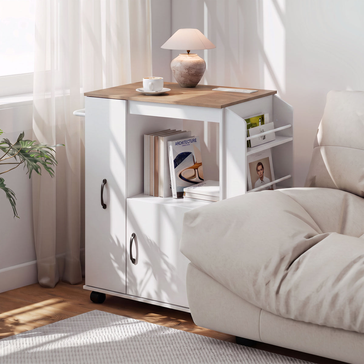 Kitchen Trolley on Wheels, Rolling Kitchen Cart with Power Outlet