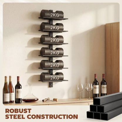 Wall Mount Wine Rack for 6 Wine Bottles, Black