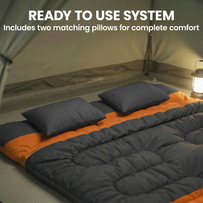 Double Sleeping Bag with 2 Pillows, 220 x 160cm Sleeping Bag