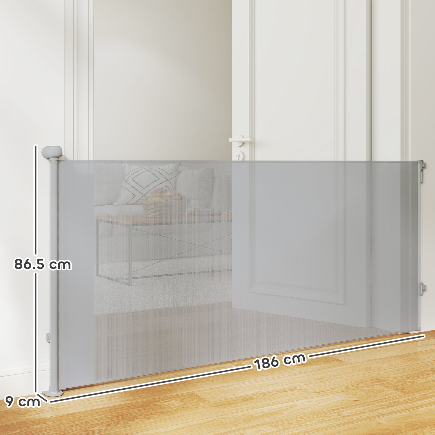 Retractable Stair Gate, Dog Gate Extends Up to 180 cm Wide, Grey