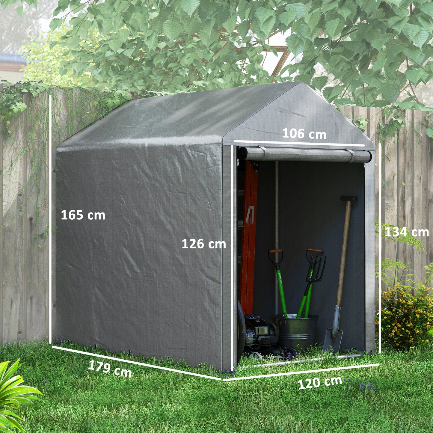 1.2 x 1.8m Portable Garden Shed for Motorbikes, Garden Tools, Bikes