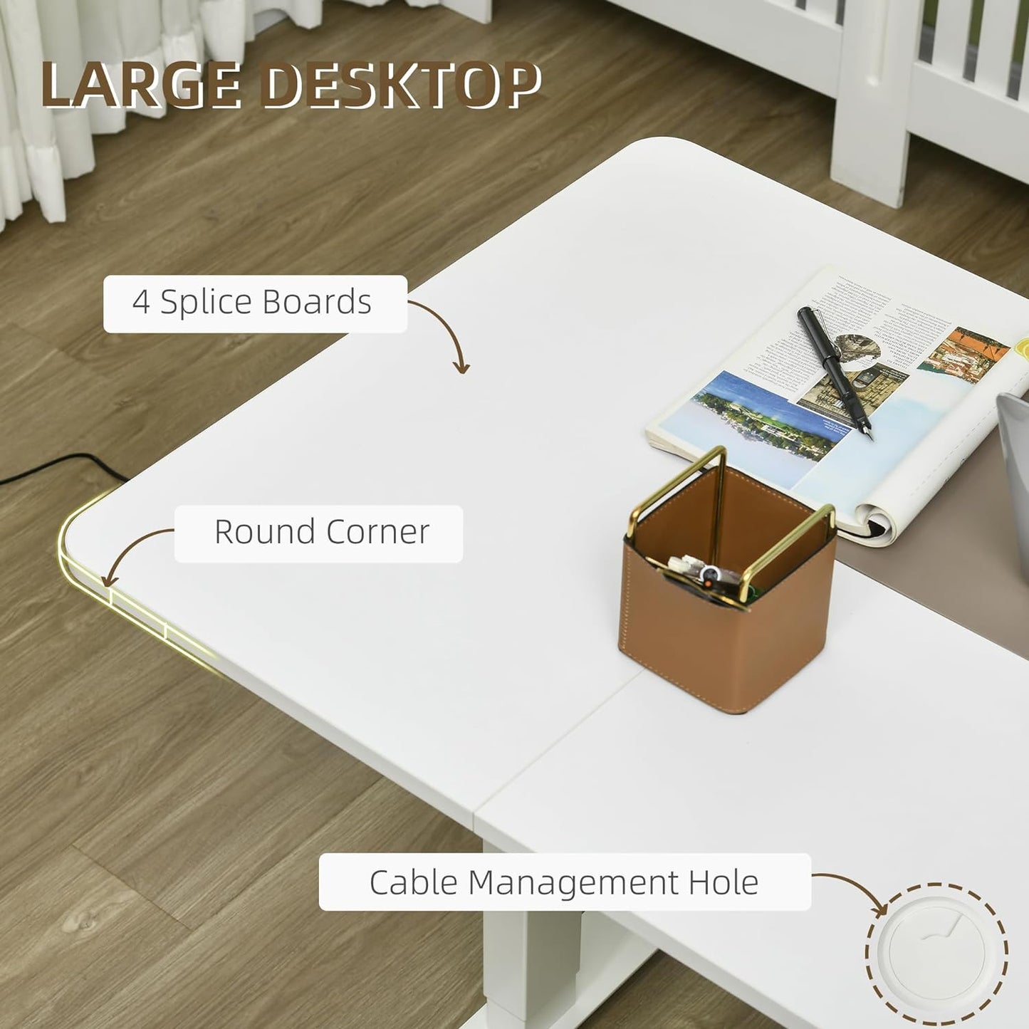 Adjustable Electric Standing Desk, 120 x 60cm Tabletop - White