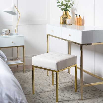 Stiletto White Glass and Brass Console Table