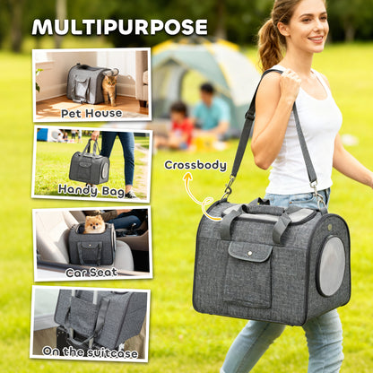 Soft Sided Cat Carrier Bag Foldable Portable with Shoulder Strap