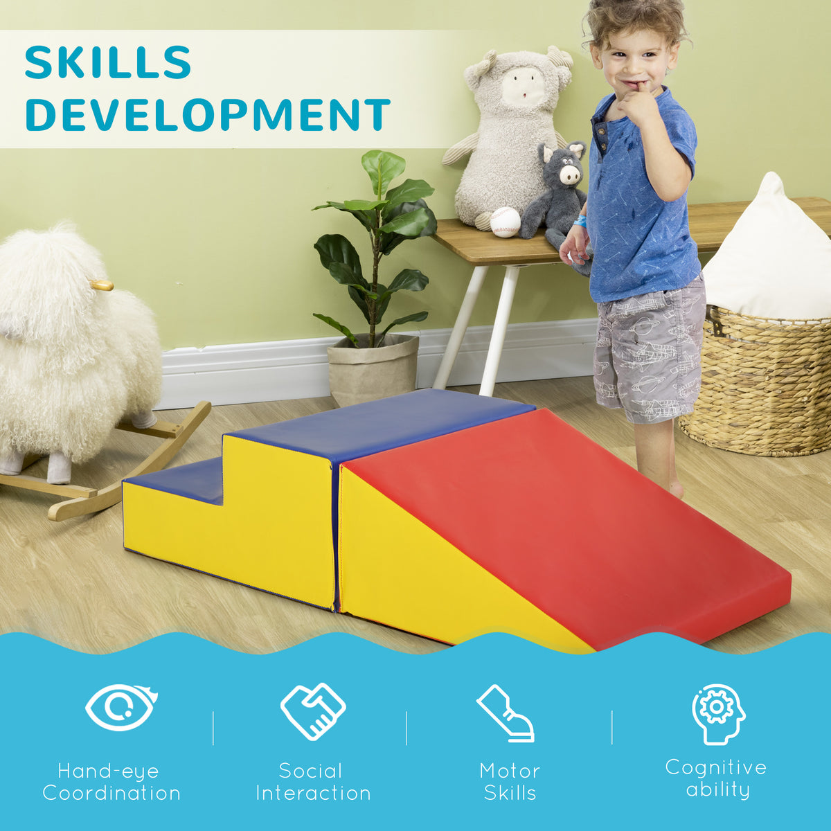 2-Piece Soft Playset for Toddlers, Climb, Crawl, Red