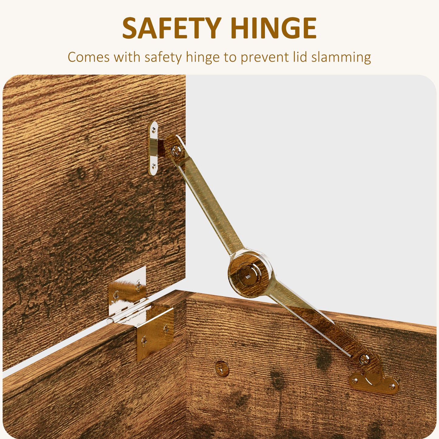 Storage Chest With Lid, 113L Storage Box, Rustic Brown