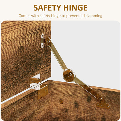 Storage Chest With Lid, 113L Storage Box, Rustic Brown