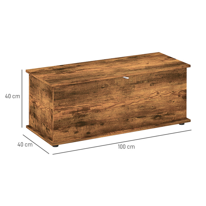 Storage Chest With Lid, 113L Storage Box, Rustic Brown