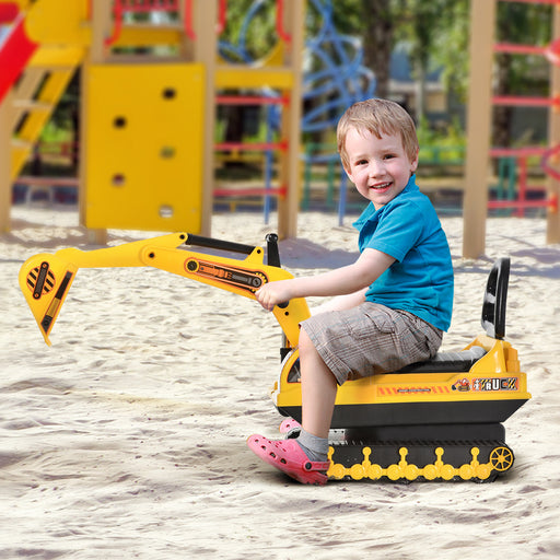 Kids Ride On Digger Excavator Toy Tractors Walker Toddler Truck Basket Storage For Boys Girls 3 Years Old Yellow NO POWER