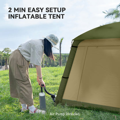 Inflatable Camping Tent, Easy Setup 2 Man Tent, Brown