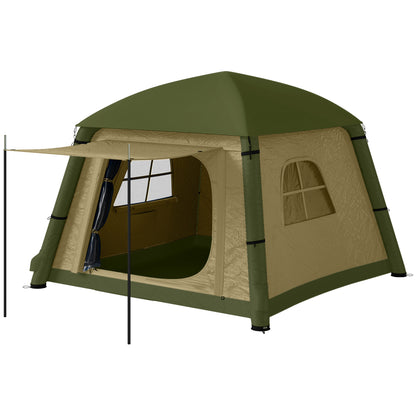 Inflatable Camping Tent, Easy Setup 2 Man Tent, Brown