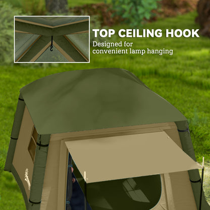 Inflatable Camping Tent, Easy Setup 2 Man Tent, Brown