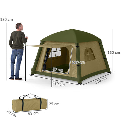 Inflatable Camping Tent, Easy Setup 2 Man Tent, Brown