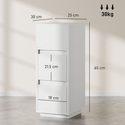 Slim Bedside Table, Bedside Cabinet with Open Shelf and 2 Drawers