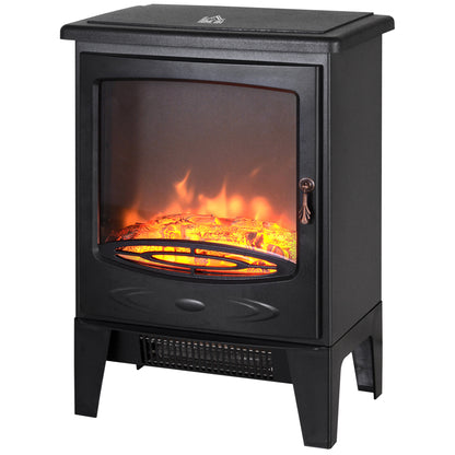 Electric Fireplace Freestanding w/Realistic Flame Effect, Black