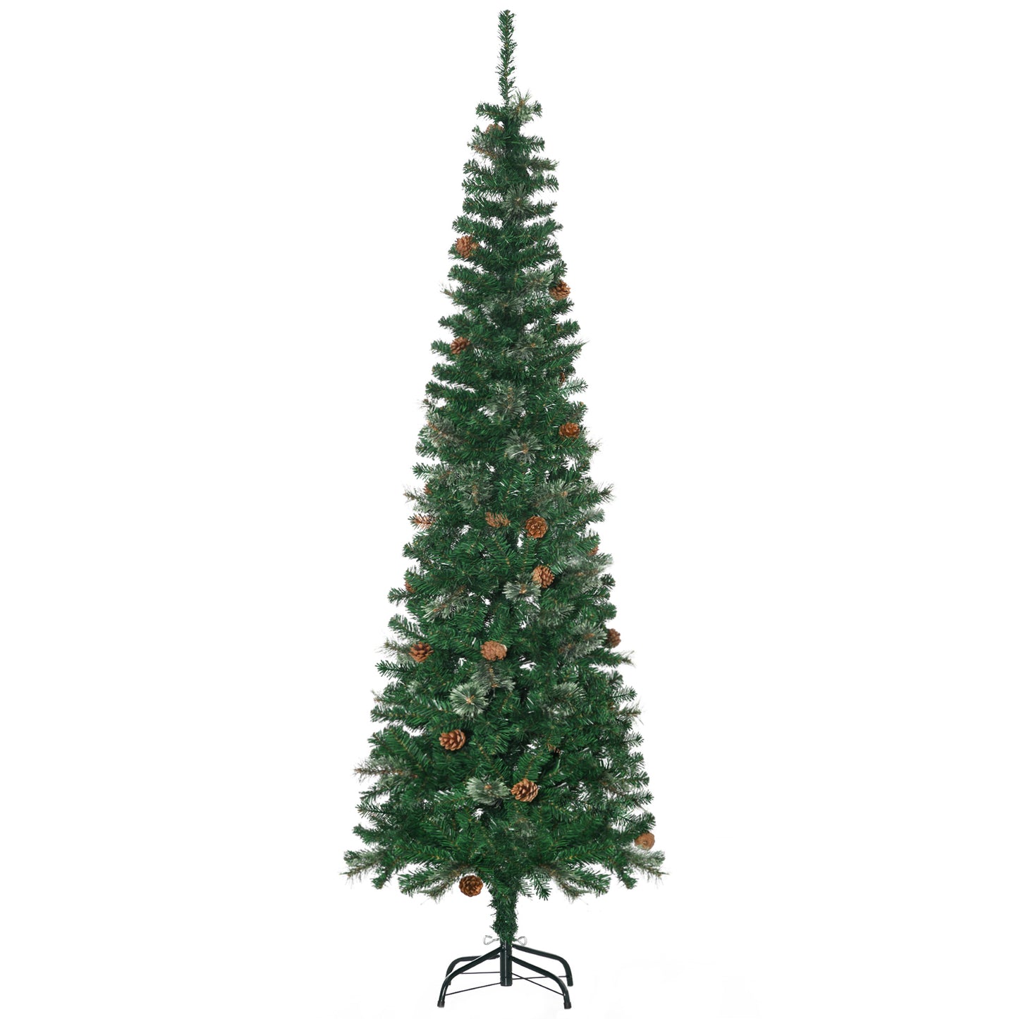 6.5FT Artificial Slim Christmas Tree Holiday Home Décor with Pine Cones