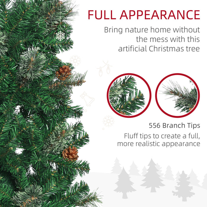 6.5FT Artificial Slim Christmas Tree Holiday Home Décor with Pine Cones