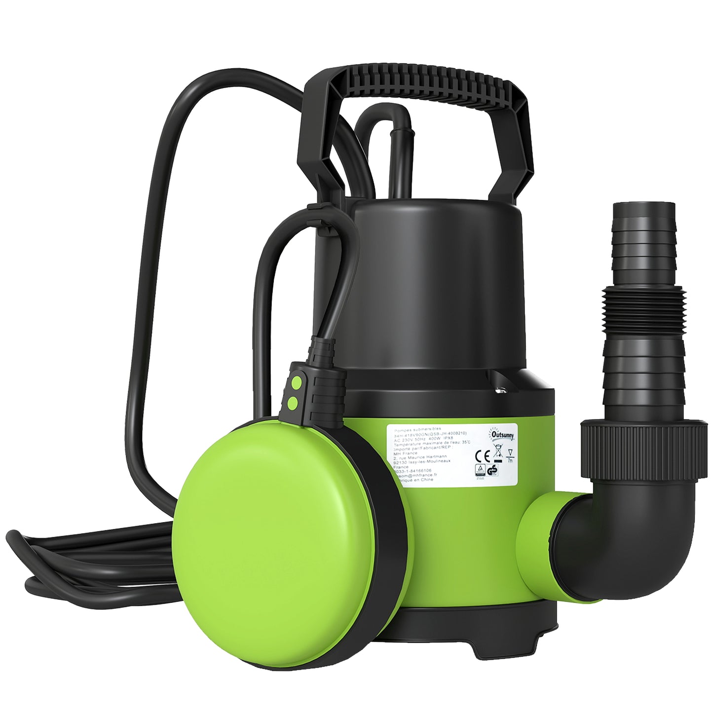 400W Water Pump with Float Switch, 9000L/H Electric Sump Pump